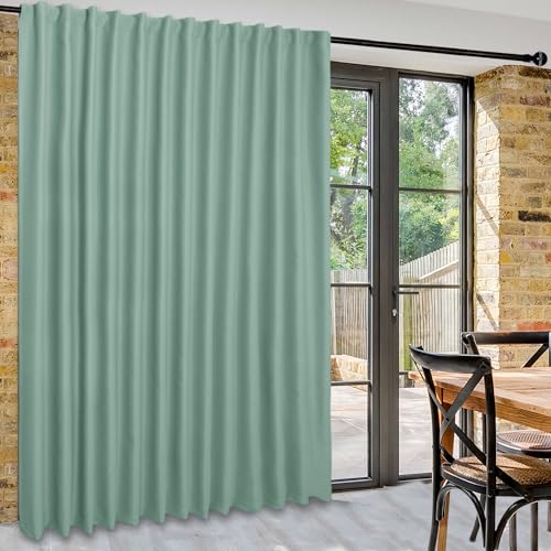 DWCN Privacy Room Divider Blackout Curtain - Patio Sliding Door Curtains, Extra Wide Thermal Curtains with Back Tab & Rod Pocket for Living Room and Bedroom Partition, 100 x 84 Inches, Sage Green