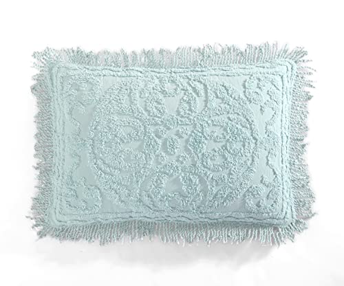 Beatrice Home Fashions Medallion Chenille Bedspread, King Sham, Blue