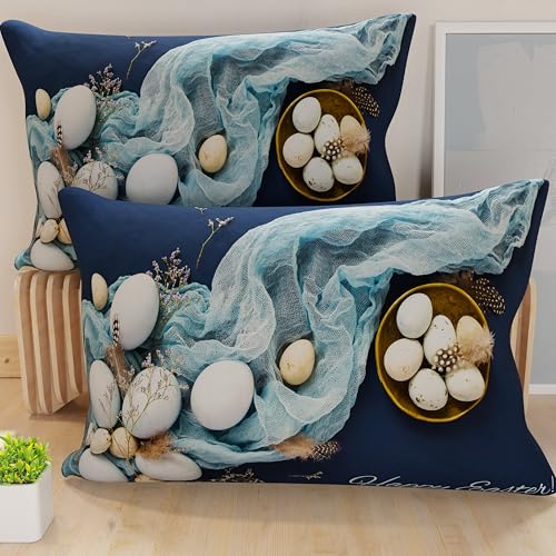 PETTI Artigiani Italiani - Set of 2 Easter Cushion Covers 40x80 cm in Microfibre, Easter Decorative Cushions for Bedroom, Sofa and Living Room, 2 Decorative Pillow Covers, 100% Made in Italy
