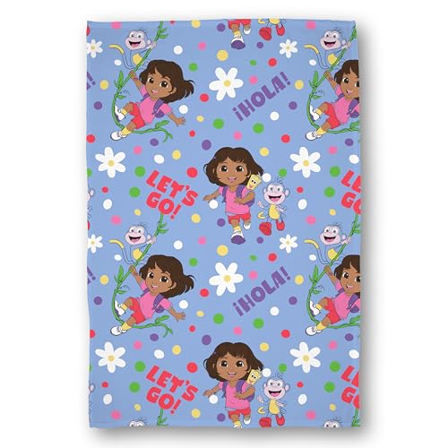 Dora The Explorer Officially Licenced Fleece Blanket - Super Soft Warm Hooded Fleece - Hola Design - Perfect For Home, Bedroom, Sleepovers & Camping - 100 x 150 cm