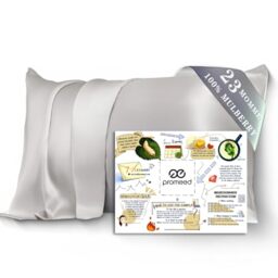 PROMEED 23mm Silk Pillow Case with Zipper, 100% Mulberry Silk Pillowcases Standard Size for Hair and Skin, 3rd Gen Grade 6A+ Cooling Pillow Case