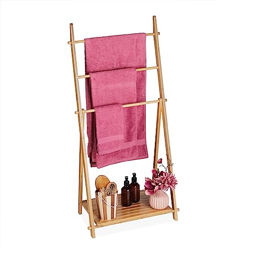 Relaxdays Bamboo Towel, Bars, Shelf, HWD: 110 x 53 x cm