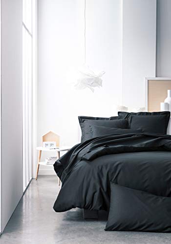 TODAY Fitted Sheet, Polyester, Black, 160 x 200 cm