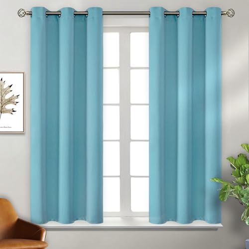 BGment Blackout Curtains - Grommet Thermal Insulated Room Darkening Bedroom and Living Room Curtains, Set of 2 Panels (38 x 45 Inch, Aqua)