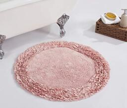 "Better Trends 100% Cotton Bath Rug in Shaggy Border Collection - Ultra Soft, Plush, Absorbent, Tufted Bath Rug, Quick-Dry, Great for Bath, Shower, Bedroom, Dog or Door Mat, 30"" Round, Pink"
