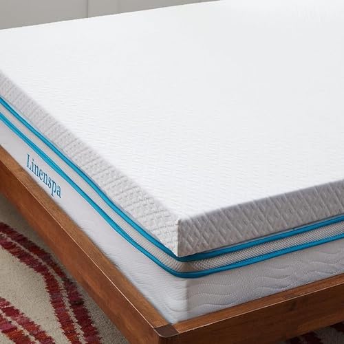 Linenspa Mattress Topper 90 x 190 cm, 10 cm High - Mattress Topper with Gel Memory Foam and Washable Cover with Zip - Oeko-Tex