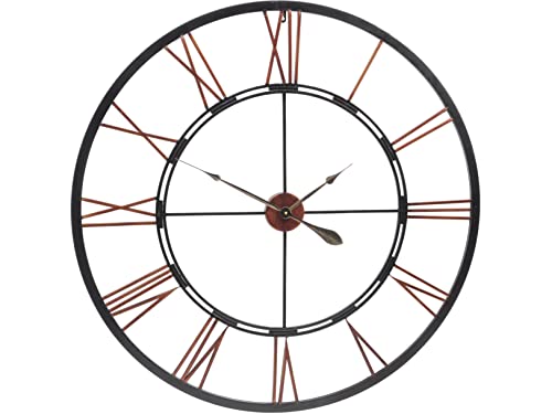 Saville Designs Millhouse Oversized Metal Skeleton Wall Clock,Black