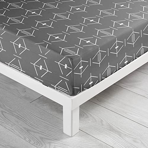douceur d'intérieur, Fitted Sheet (90 x 190 cm) Aristide Anthracite, 100% Cotton