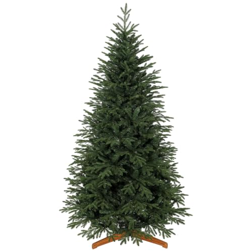 HOMCOM 7ft Artificial Christmas Tree Solid Pine Wood Stand, Green - Full Hinged Xmas Tree with 2719 PE & PVC Tips, for Home Office Holiday Decoration