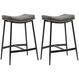 HOMCOM Breakfast Bar Stools Set of 2 Microfibre Upholstered Barstools Grey