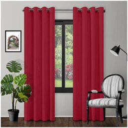 Eyelet Top Blackout Curtains Large Door Thermal Insulated Panels For Bedroom/Living Room, Deep Red, 66X54 Inch