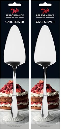 Tala Performance Stainless Steel Cake Server, Serrated Edge for Cutting & Serving Cakes, Pies & Tarts, Premium Mirror Polish Finish, Dishwasher Safe, Metallic Silver (Pack of 2)