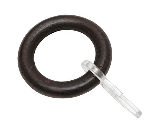 Gardinia Curtain Rings with Pleated Hooks Colonial Brushed Wood for Diameter 25 mm Pack of 10