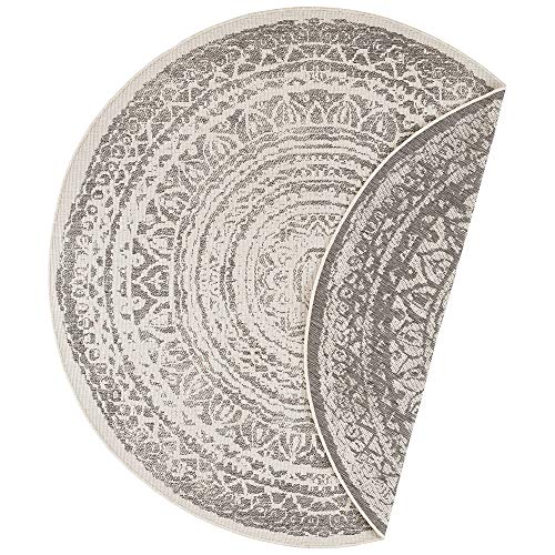 Freundin Home Collection Rosica Flat Weave Reversible Rug Round for Indoor and Outdoor Use Diameter 140 cm