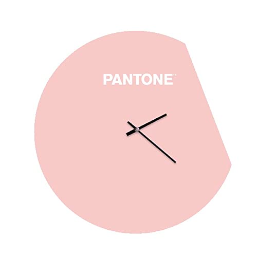 Homemania Moon Round Wall Clock for Living Room, Kitchen, Office, Pink, White, Metal, 40 x 0.15 x 40 cm, Dimension du Produit: L40xP0,15xA40 cm, 1,4 kg