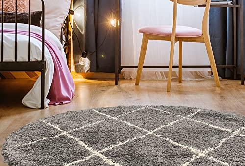 Mia's Teppiche Shania Living Room/Bedroom Rug Grey - D2 120 cm round