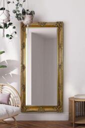 MirrorOutlet Full Length Gold Ornate Wall Mirror 168 x 78cm – Large Decorative Leaner – Vintage Dressing Style for Bedroom, Hallway or Living Room – Portrait or Landscape Hanging