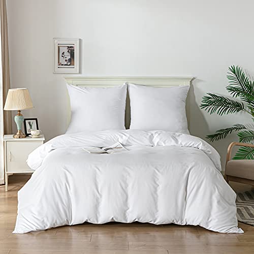 Good Nite 3 Piece Brushed Duvet Cover Set with Pillowcase Ultra Soft 90g (White, 200 x 200 cm + 2 x 80 x 80 cm)