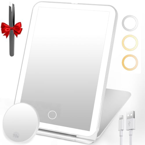 SURFOU Rechargeable Travel Makeup Mirror with 10X Magnification