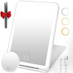 SURFOU Rechargeable Travel Makeup Mirror with 10X Magnification