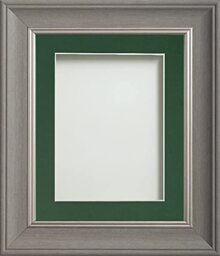 Frame Company Drummond Range Gunmetal Grey 10x8 inch Picture Photo Frame with Bottle Green Mount for Image 7x5 inch * Choice of Sizes* Fitted with Real Glass