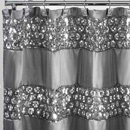 "Zahari Home Sinatra Bathroom Shower Curtain Glamorous Bling Fabric Shower Curtain, 72""x70"", Silver"