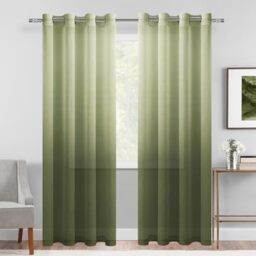DWCN Semi-Sheer Curtains with Eyelets 52W x 96L Olive Green