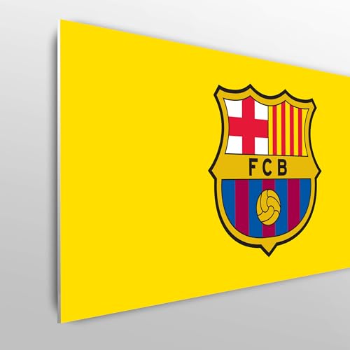fan decor Licensed Décor FC Barcelona Single Headboard - 100cm (w) x 75cm (h) - Full Colour Crest on Brand Yellow
