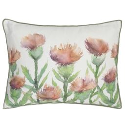 Voyage Maison Erskine Cushion Cover – Floral Watercolour Thistle Decorative Case(Rust - 40x50cm)