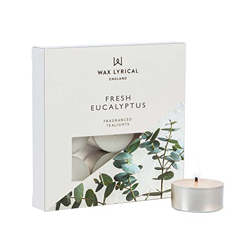 Wax Lyrical Box of 9 Scented Tealights, Fresh Eucalyptus, Multi, One Size, (WLE3019)