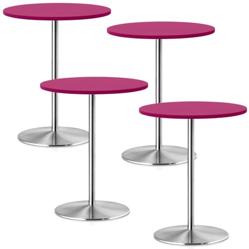 4 Pack Elastic Small Round Fitted Tablecloths for 30 Inches Cocktail Tables Topper Cap Waterproof Picnic Table Cover Stretch Washable Folding Spandex Tablecloth for Dining Bar Pub Parties (Hot Pink)