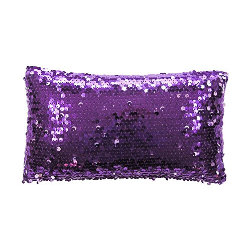 Dazzle Glamorous Sequin Cushion, 100% Polyester, Amethyst Purple, 18 x 32 cm