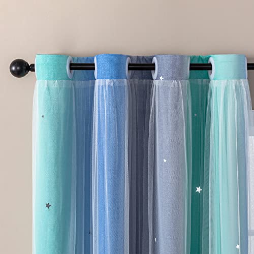 XiDi Curtains for Bedroom Decor, Rainbow BluGrenGrey-52-54