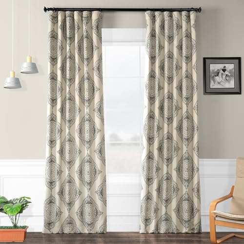 HPD Half Price Drapes Printed Room Darkening Curtains for Bedroom, Living Room 50 X 120, BOCH-KC27B-120 (1 Panel) Henna Black