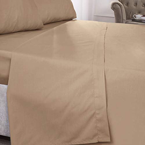 Emma Barclay 180 Thread Count Percale Flat Sheet in Coffee - Double Bed