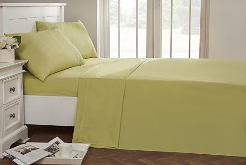 Rapport Home 56 Pick Non Iron Flat Sheet - Single Bedding Flat Sheet Green