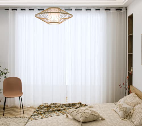 PI Sheer White Long Curtains with Grommets,Elegant Voile Drapes for Room D??cor 2 Panels Set (W52 X L120, Optical White)
