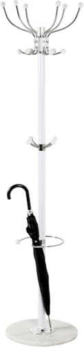 HAKU Coat rack, chrome, white, marble, metal coat rack – dimensions: H 176 x Ø 38 cm, style: modern