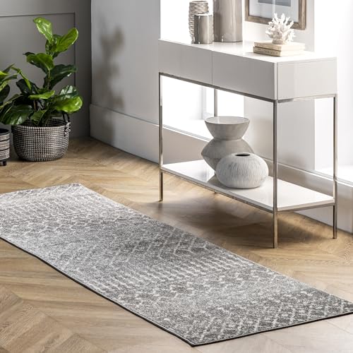 "nuLOOM Moroccan Blythe Runner Rug, 2' 6"" x 20', Dark Grey, Rectangular, 0.35"" Thick"