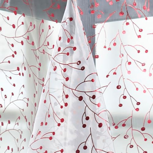 CALITEX Festive Berries Fabric Tablecloth Red Berries Design Perfect for Christmas L