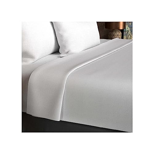 Soleil d'ocre, Plain Cotton Flat Sheet, 57 Thread Count, 260 x 300 cm, White