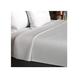 Soleil d'ocre, Plain Cotton Flat Sheet, 57 Thread Count, 260 x 300 cm, White