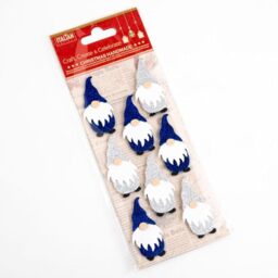 Italian Options 5cm Glitter Nordic Santa Christmas Craft Decorations Self Adhesive - (8 pcs) - Navy/Silver
