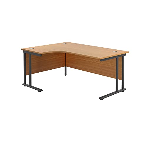 Office Hippo - L Shaped Office Desk 160 x 120cm. Large Corner Computer Desk For Home Office With Integrated Cable Ports, Ideal For Work, Study, Gaming And Hobby Workstation (Oak/Black)