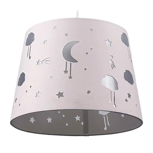 Relaxdays Children's Pendant Light, Evening Sky Ceiling Lamp for Kids, Pink, 119x27x27 cm