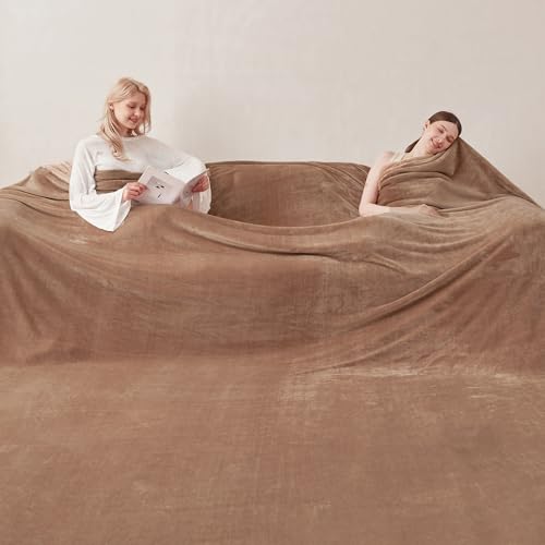 COOVA Oversized King Fleece Blanket 120x120 inches, Soft Cozy Warm Giant Extra Large 10'x10' Blanket for Bed, Sofa, Couch,Travel, Camping, California Huge Flannel Big Throw Blanket, Brown