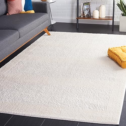 Safavieh Geometric Rug for Living Room, Dining Room, Bedroom - Melody Collection, Short Pile, in Ivory and Grey, 152 X 229 cm