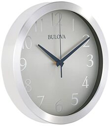 "Bulova Winston Wall Clock C4844 - 10"" Diameter - Metal Design with Diamond Cut Edges - Silent Sweep Quartz Movement - Easy-to-Read Arabic Numerals"