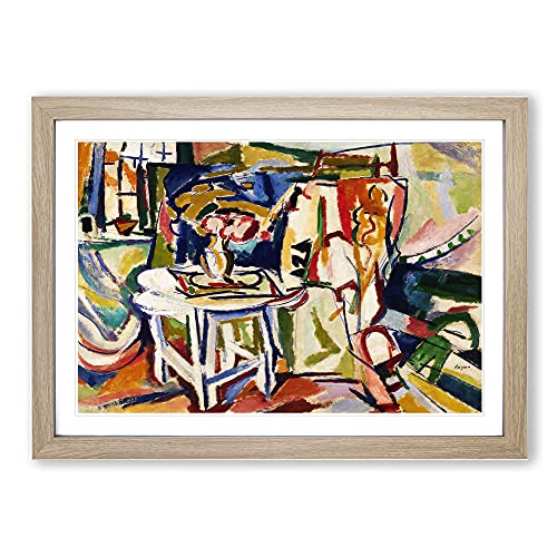Flowers On A Table Vol.2 by Henry Lyman Sayen Framed Print - A2 Oak Framed Wall Art - Ready to Hang - Modern Floral Picture - Living Room Bedroom Lounge Office