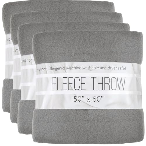 50 x 60 Inch Ultra Soft Fleece Throw Blanket Wholesale Case Pack 24 (Grey)